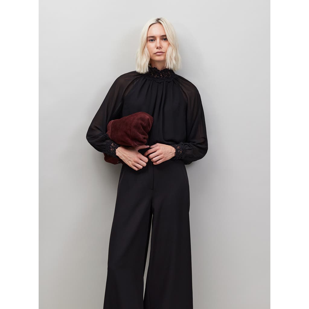 Ro&zo Lace Neck And Cuff Blouse In Black