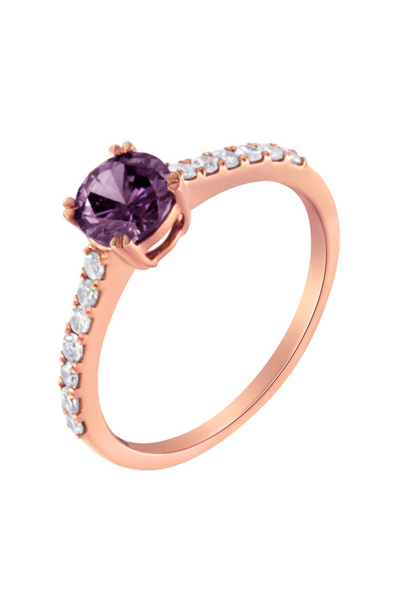 Haus of Brilliance 10K Rose Gold 1/4 Cttw Diamond and Amethyst Gemstone Halo Ring, Alternate, color, Purple Amethyst