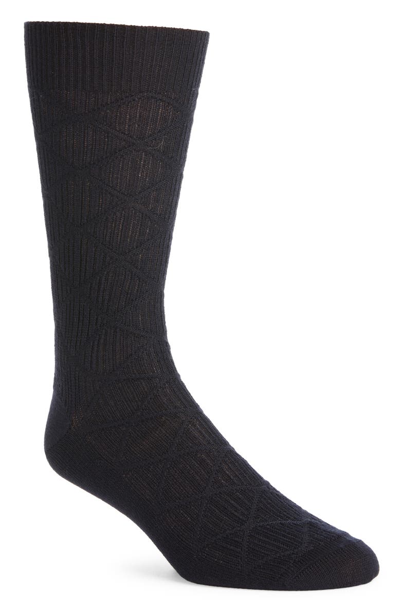 Canali Diamond Knit Wool Blend Dress Socks, Main, color, 