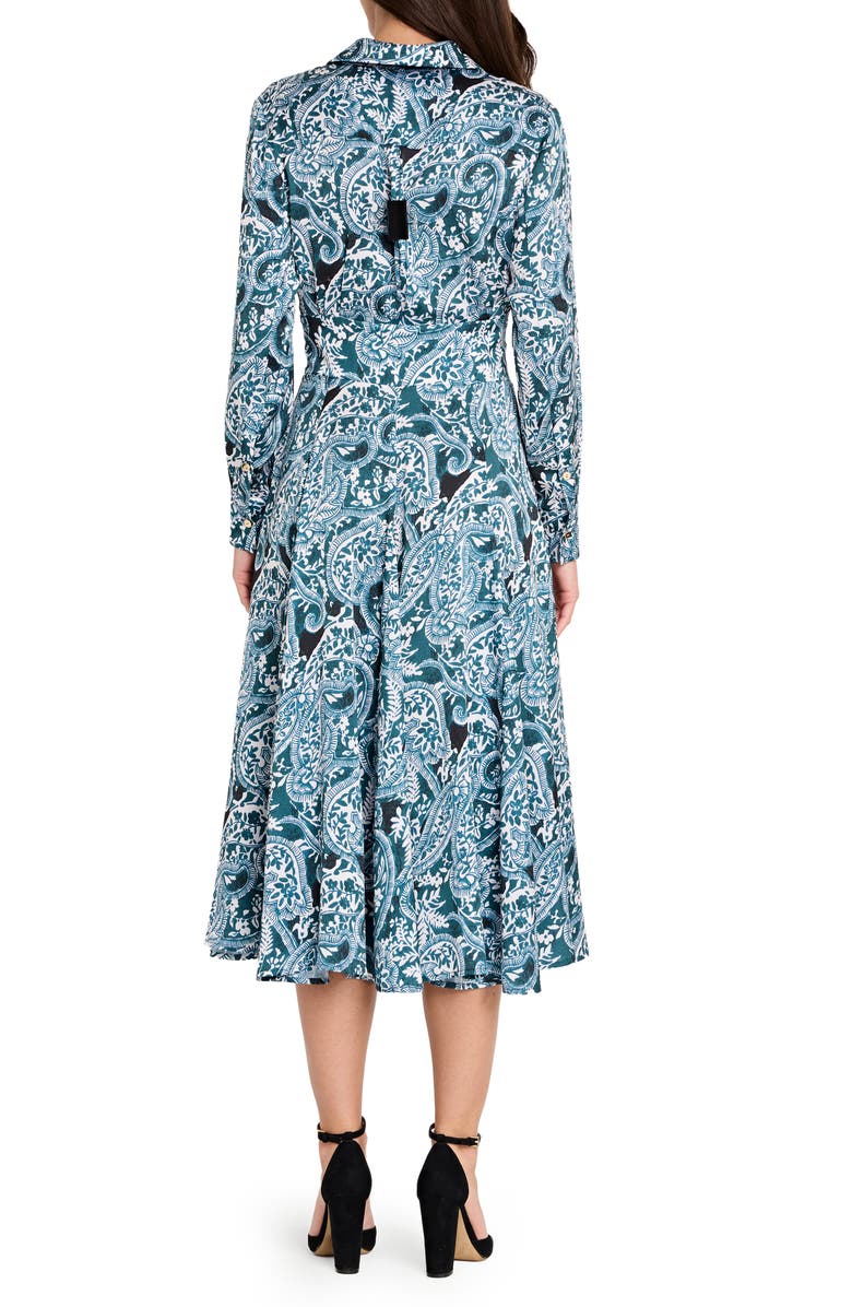 Tahari ASL Tie Belt Matte Satin Shirtdress, Alternate, color, Teal