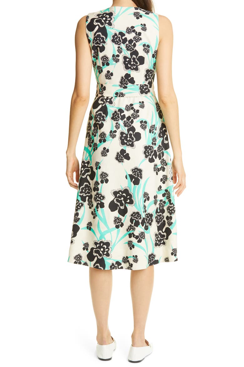 Belted Stretch Twill A-Line Dress, Alternate, color, CHAMOMILE MULTI CHMT