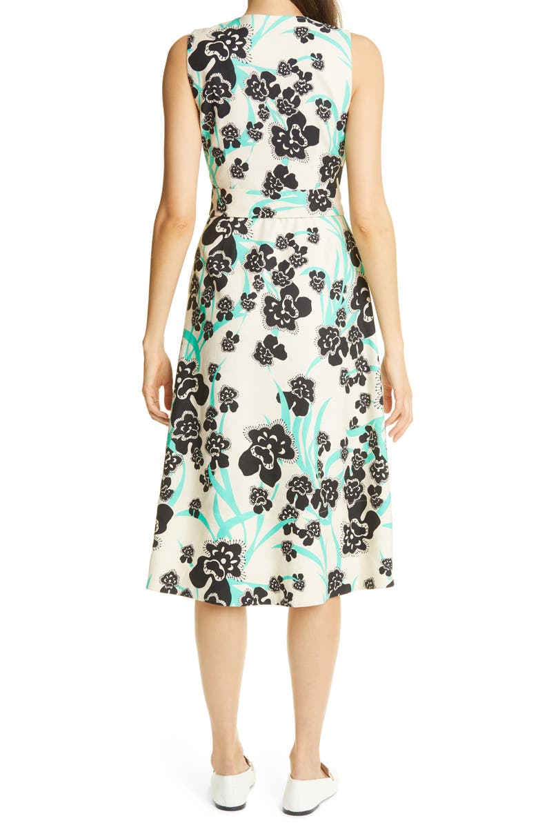 St. John Collection Belted Stretch Twill A-Line Dress, Alternate, color, 