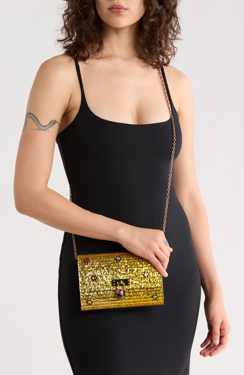 Kurt Geiger London Brixton Lock Party Clutch, Alternate, color, Gold