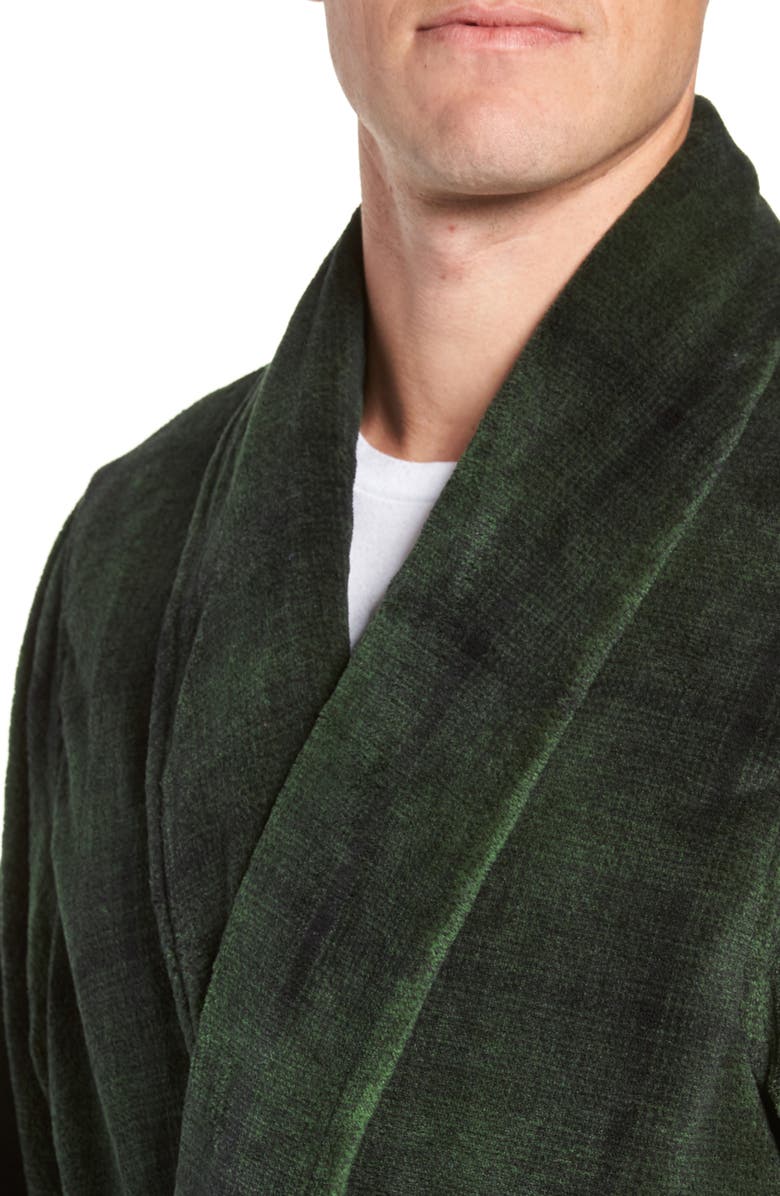 NORDSTROM MEN'S SHOP Ombré Plaid Fleece Robe, Alternate, color,
