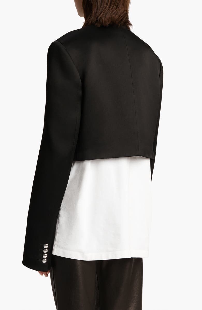 Khaite Samuelson Crop Satin Jacket, Alternate, color, Black