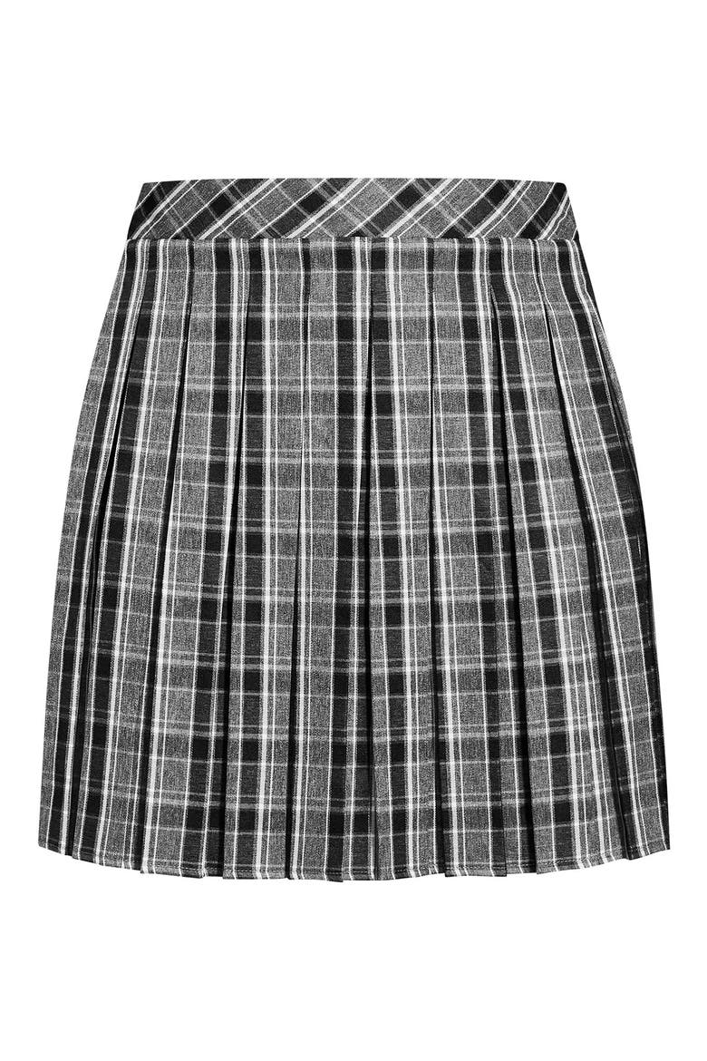 Varsity Check Skirt, Alternate, color, BLACK