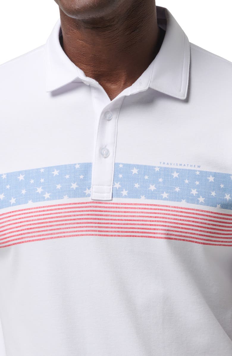 TravisMathew 'Merica Chest Stripe Polo, Alternate, color, White