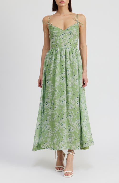 En Saison Laguna Floral Maxi Sundress in Light Green Teal 