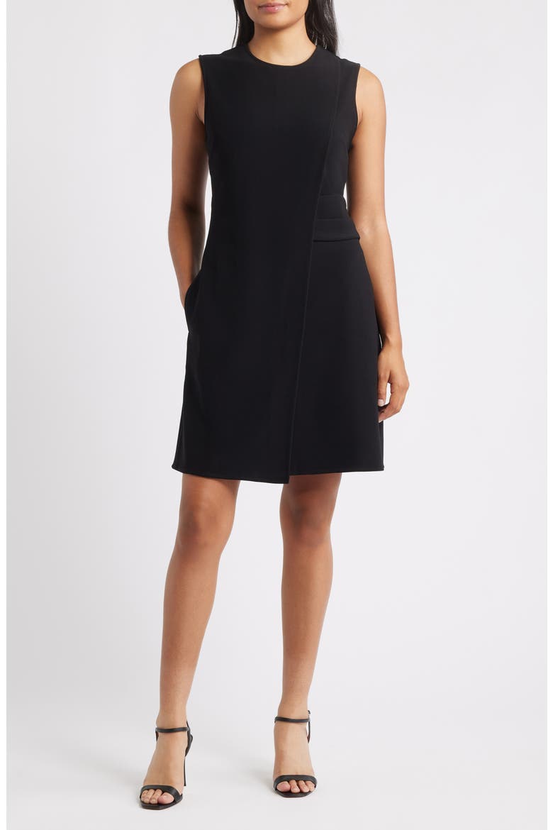 Scuba Knit Angled Dress, Main, color, BLACK ONYX