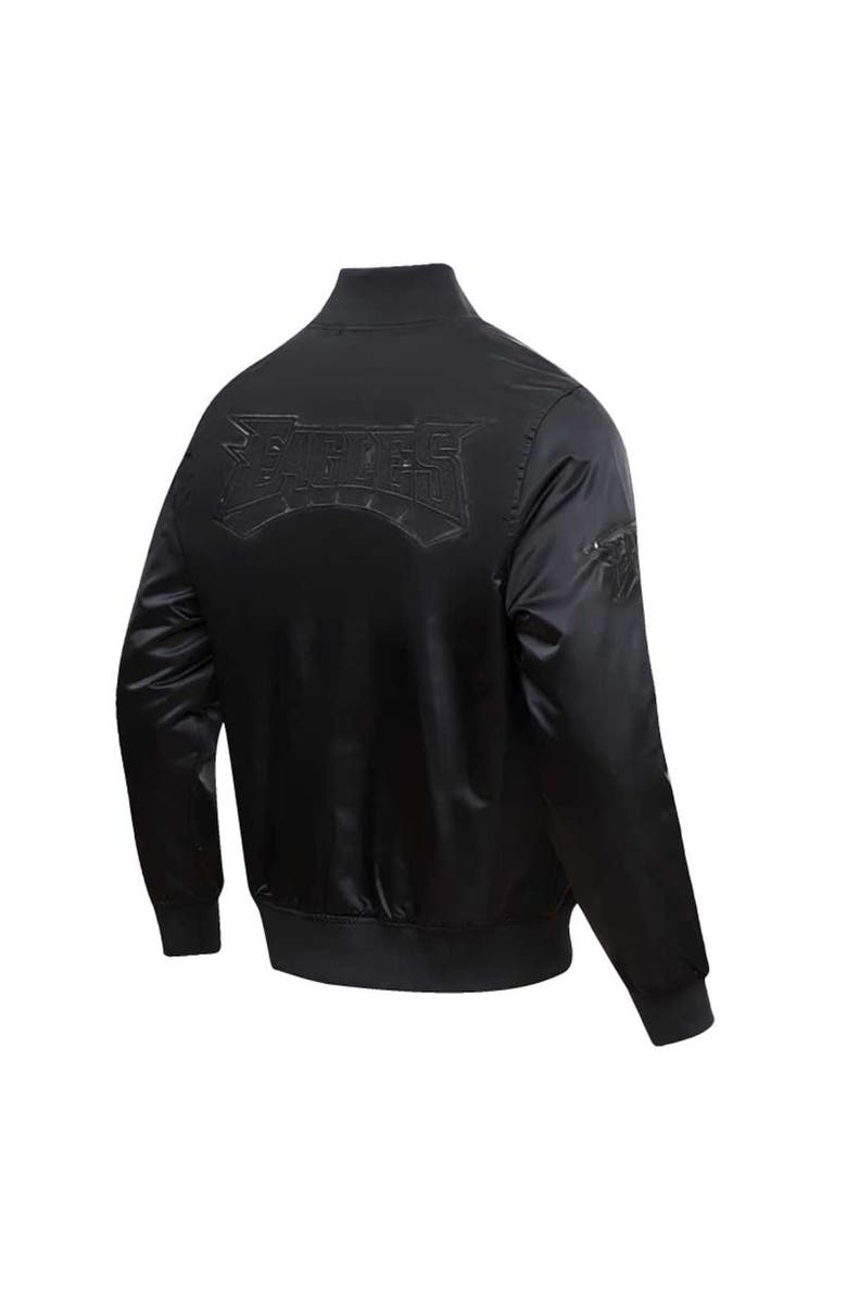 PRO STANDARD Men's Pro Standard Philadelphia Eagles Triple Black Satin Full-Snap Varsity Jacket, Alternate, color,