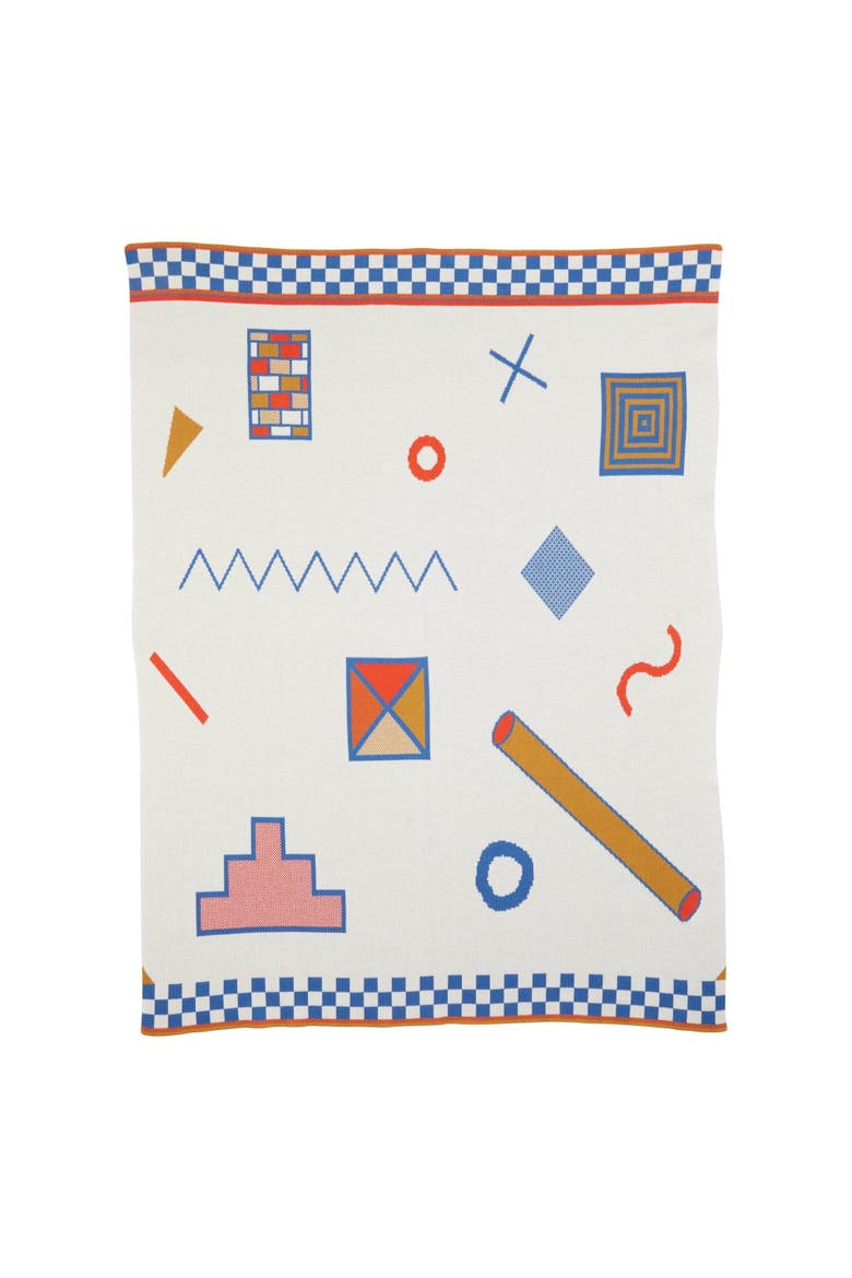 Shapes Knit Throw Blanket, Main, color, Primary