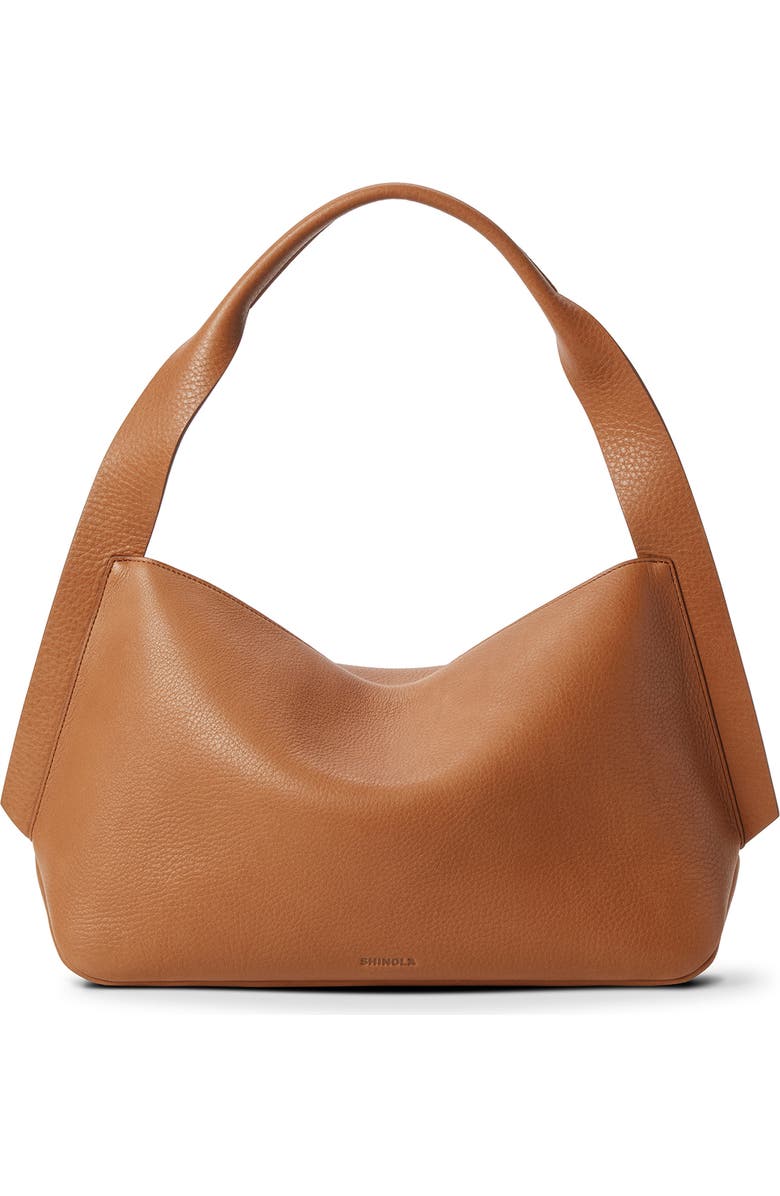 Shinola Medium Derby Leather Shoulder Bag, Main, color, Tan