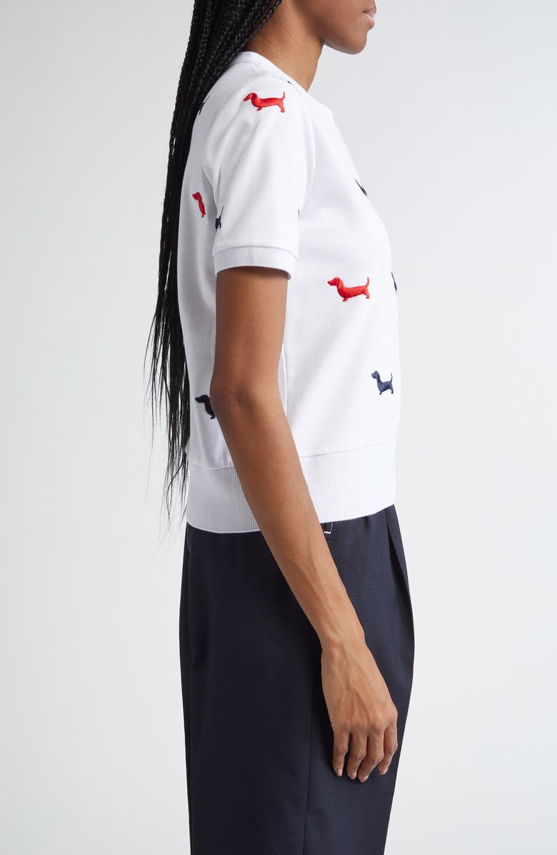 Thom Browne Hector Embroidered Cotton Sweater, Alternate, color, 