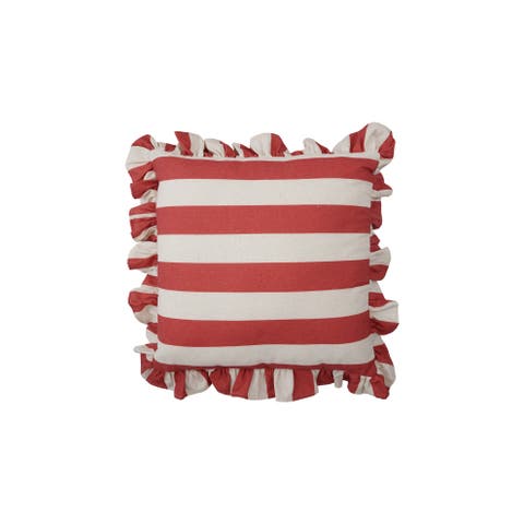Striped Ruffled Pillow in Polyester