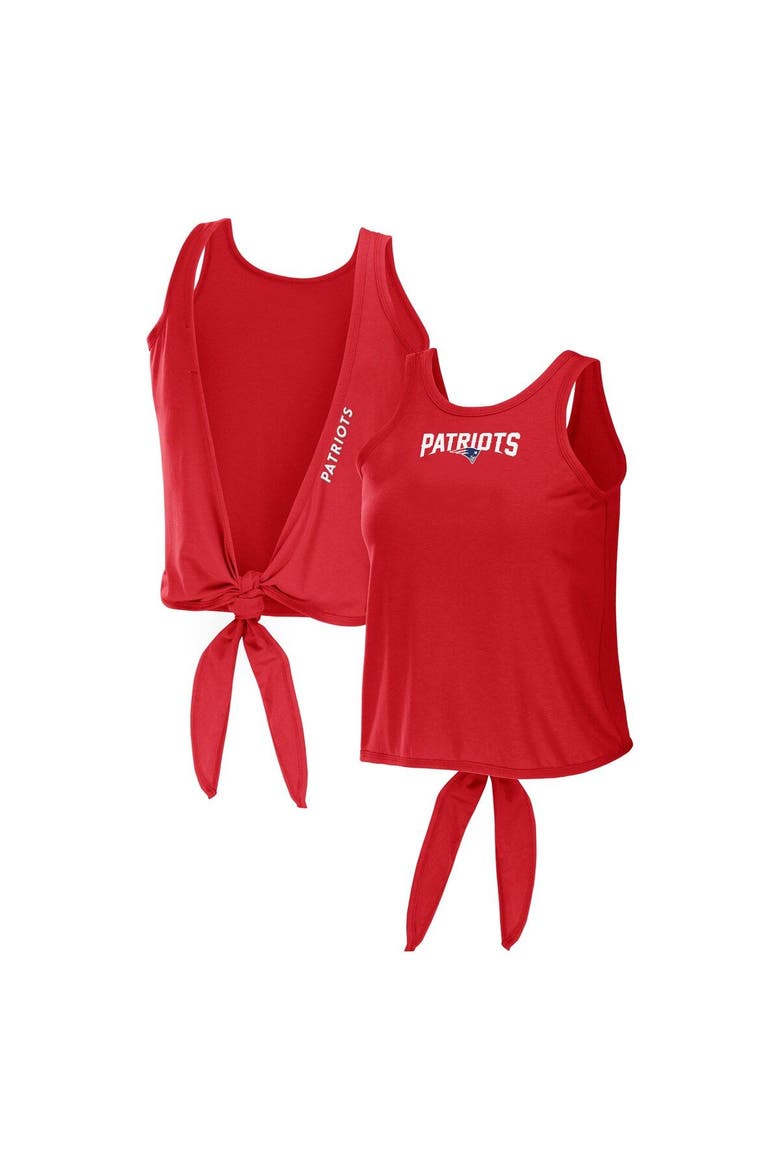 Women's WEAR by Erin Andrews Red New England Patriots Open Back Twist Tie Tank Top, Main, color, Red