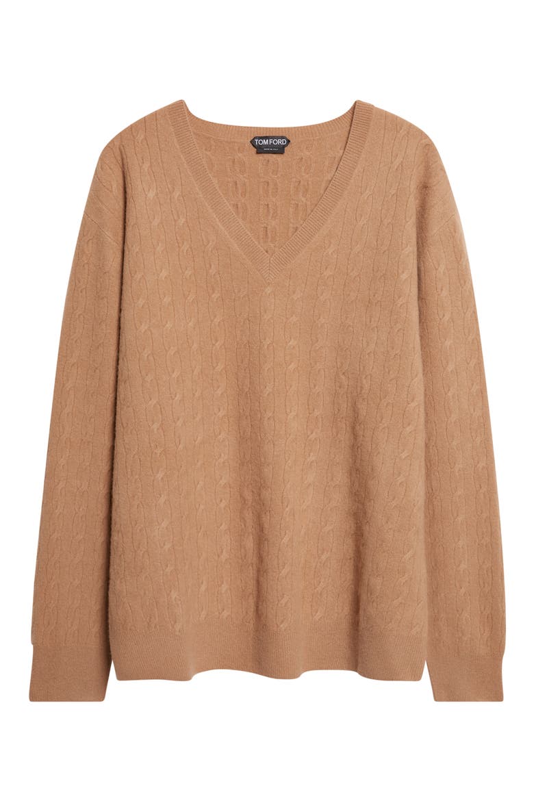 V-Neck Wool Sweater, Alternate, color, TOFFEE