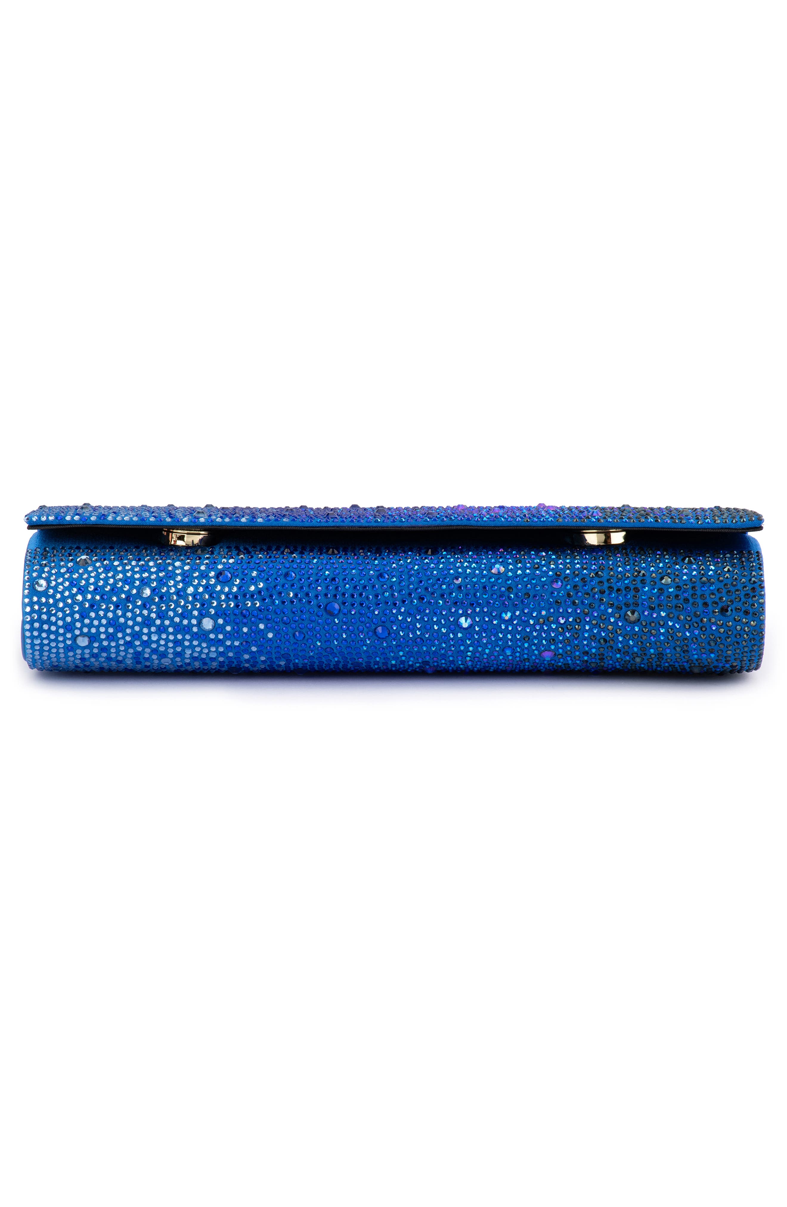 Camille Ombré Hot Fix Crystal Clutch, Alternate, color, BLUE