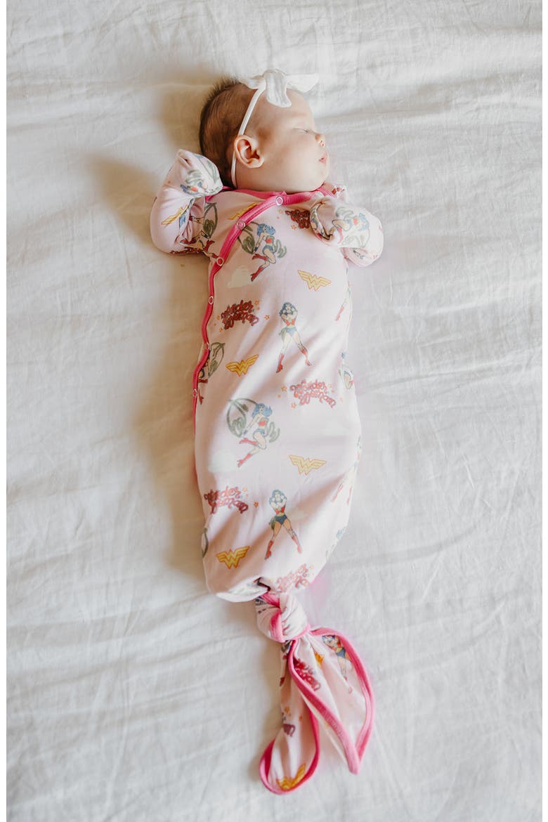 Wonder Woman Newborn Knotted Gown, Alternate, color, WONDER WOMAN