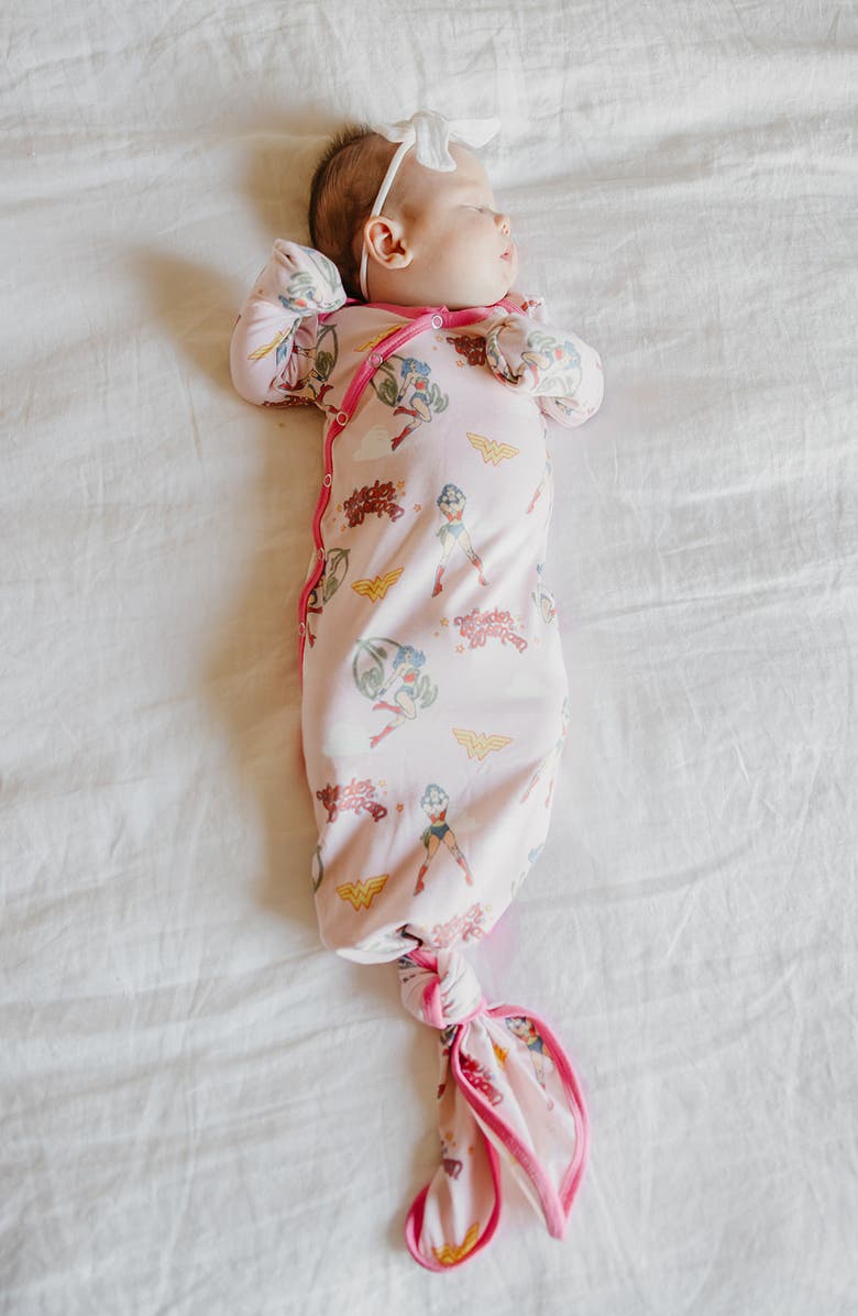 Copper Pearl Wonder Woman Newborn Knotted Gown, Alternate, color, Wonder Woman
