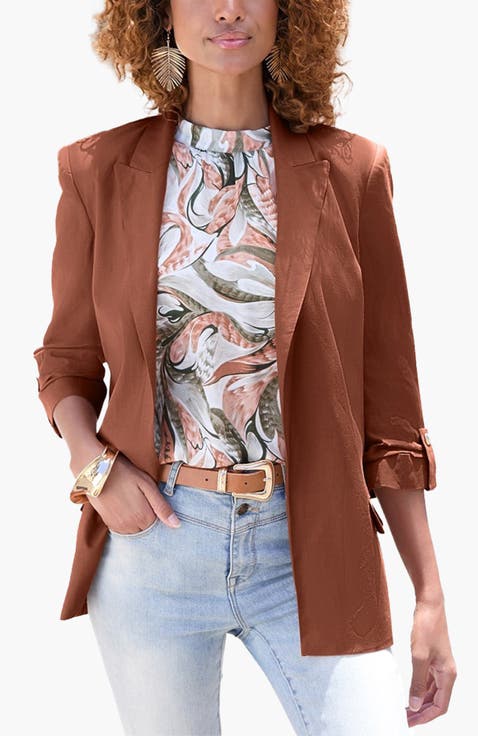 Open Front Linen Blazer