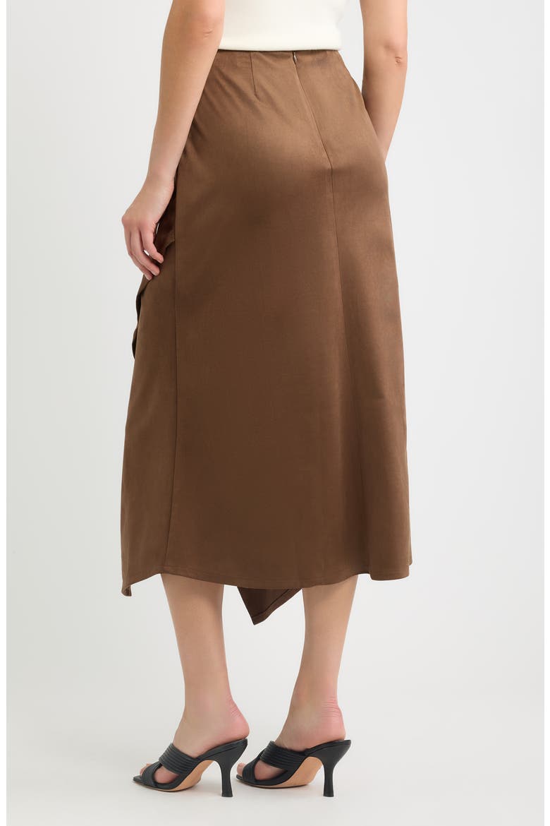 Faux Suede Asymmetric Midi Dress, Alternate, color, BROWN