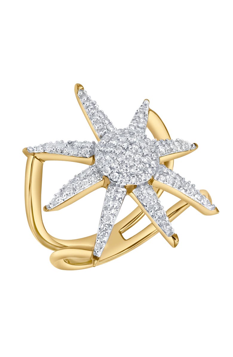 LuvMyJewelry Stellara 0.5 Ct 14K Gold Starburst Diamond Ring, Alternate, color, 14K Yellow Gold