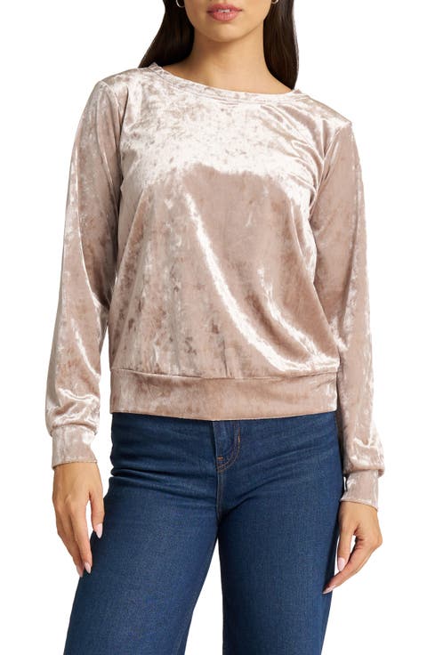 Crushed Velvet Crewneck Top
