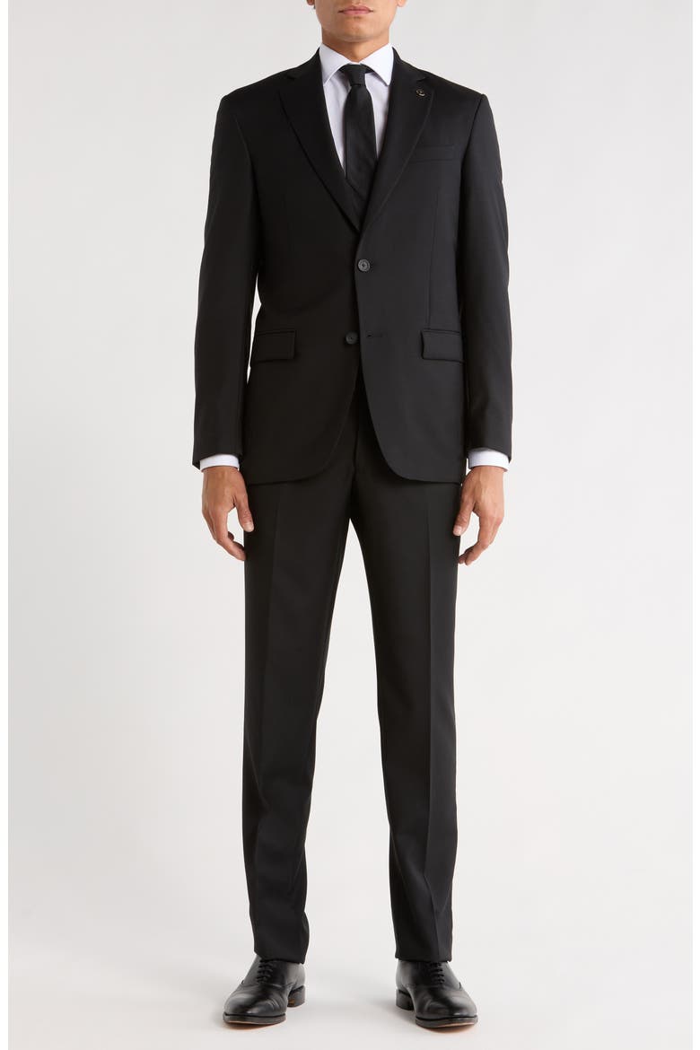 Jake Solid Wool Suit, Main, color, BLACK