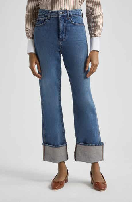Veronica Beard Dylan Cuffed High Waist Relaxed Straight Leg Jeans