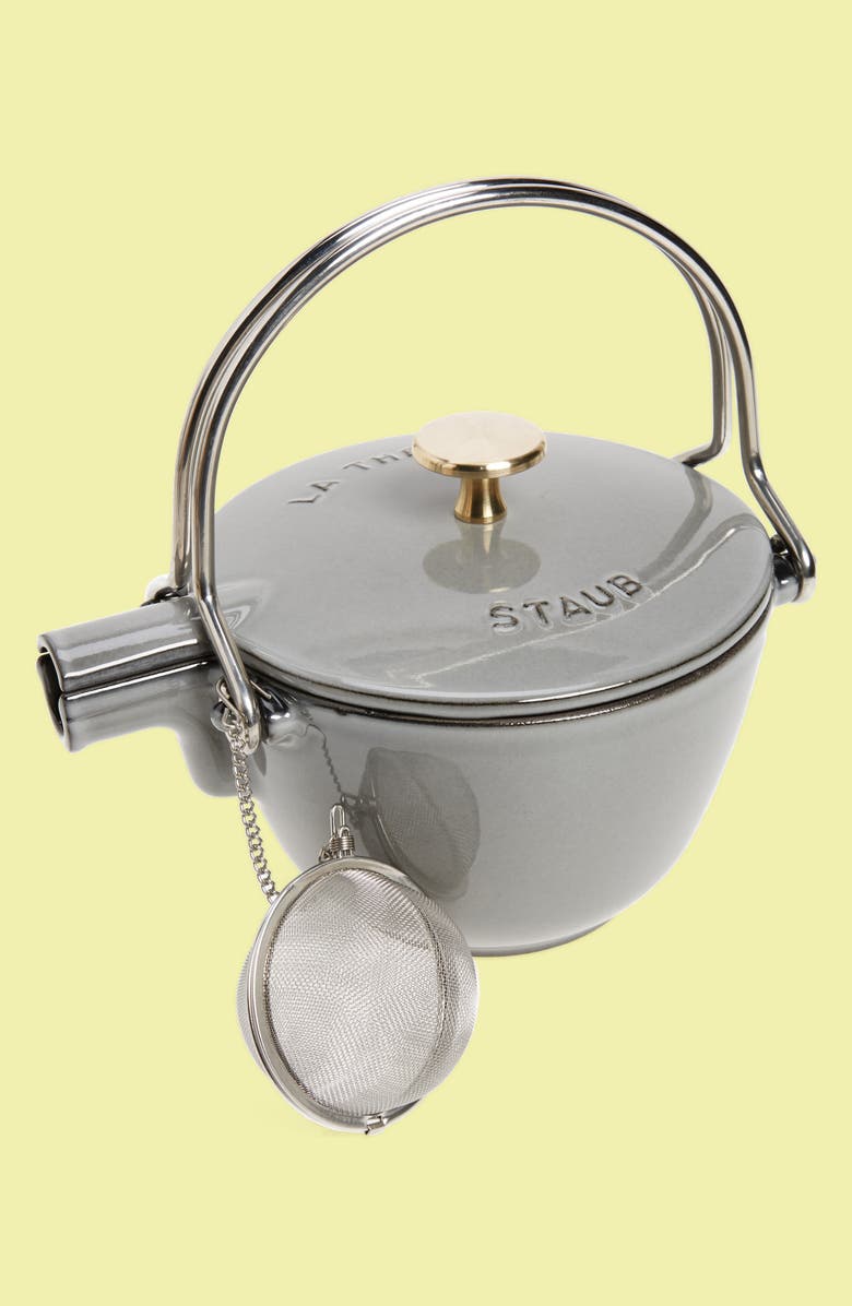 Staub 1 Quart Enameled Tea Kettle, Main, color, Graphite Grey