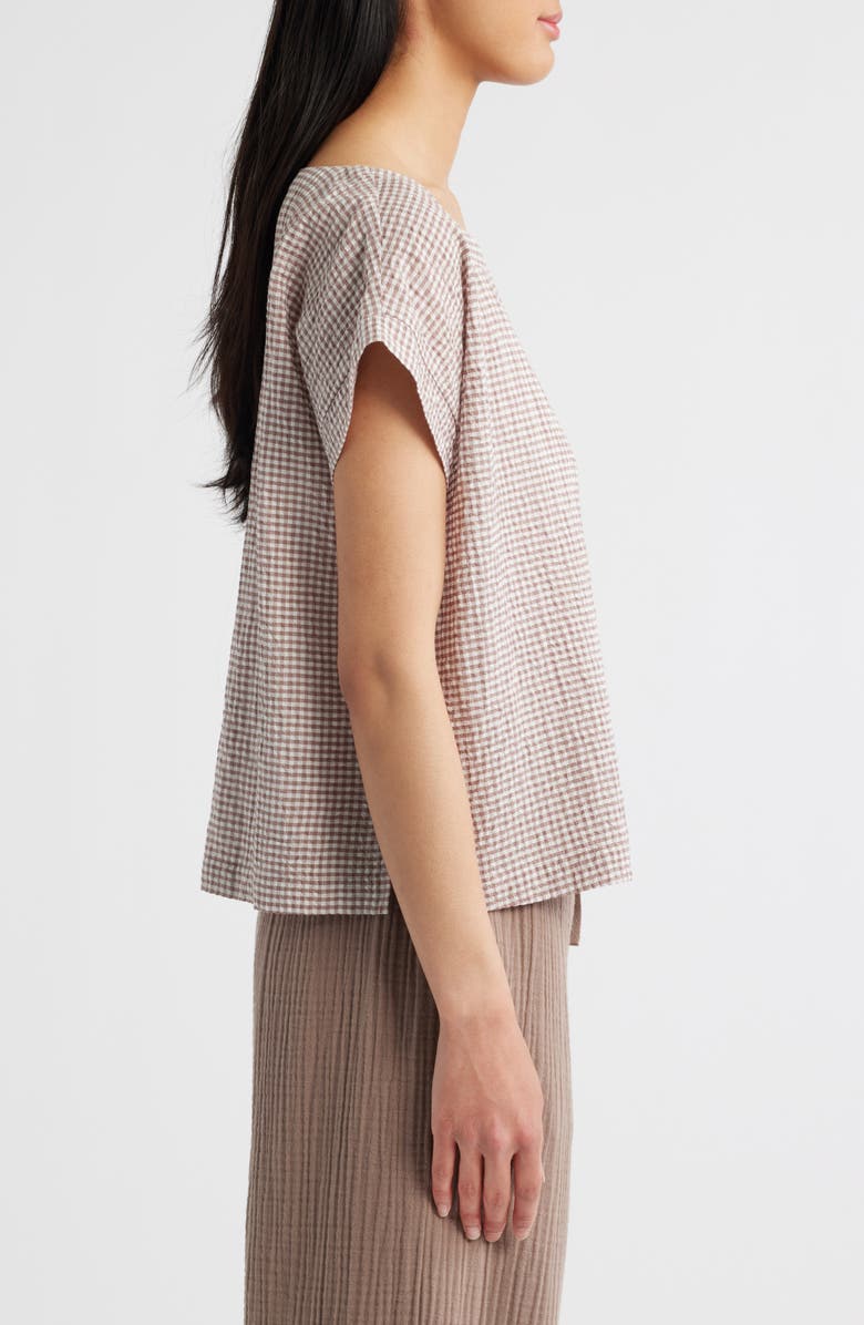 Eileen Fisher Ballet Neck Boxy Organic Cotton Blend Top, Alternate, color, Cocoa