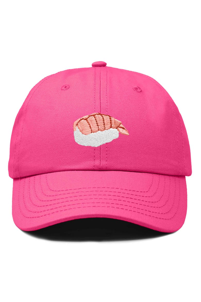Shrimp Sushi Embroidered Dad Cap, Main, color, Hot Pink