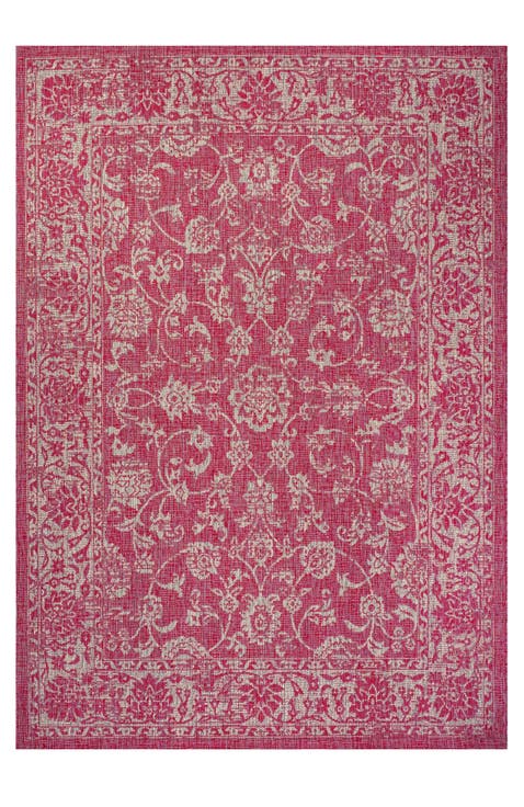Tela Bohemian Textured Weave Floral Indoor/Outdoor Area Rug