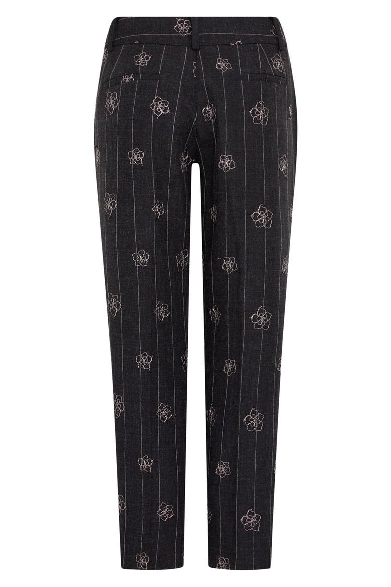 Nicola Embroidered Pinstripe Crop Pants, Alternate, color, BLACK/ WHITE