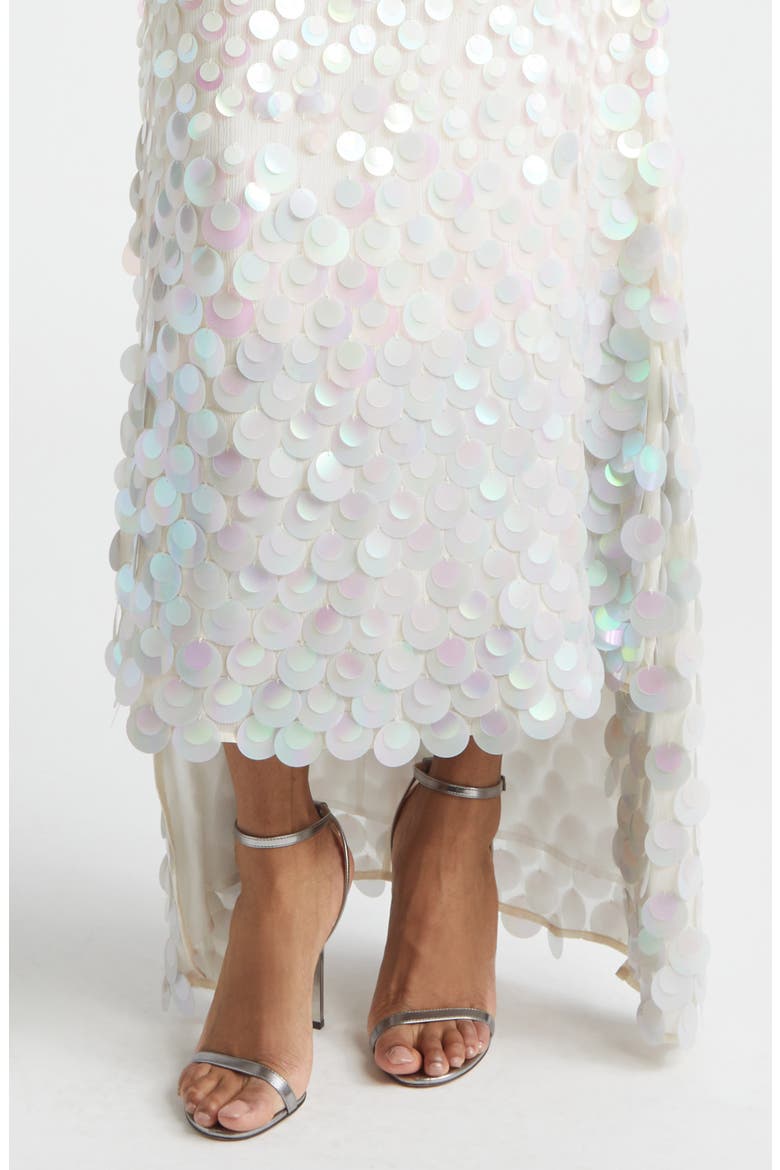 Embellished Step Hem Silk Gown, Alternate, color, NOUGAT