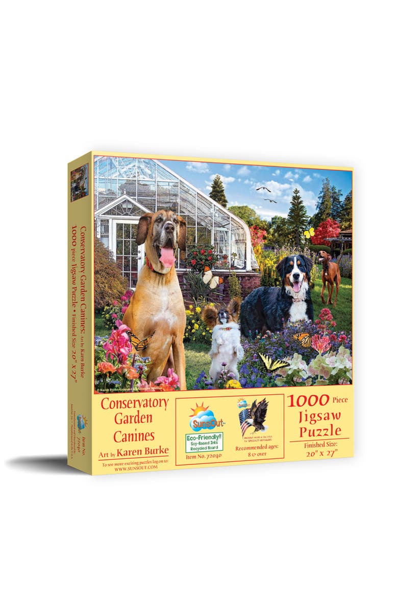 Sunsout Conservatory Garden Canines 1000 piece Jigsaw Puzzle for Adults, Main, color, Multicolor