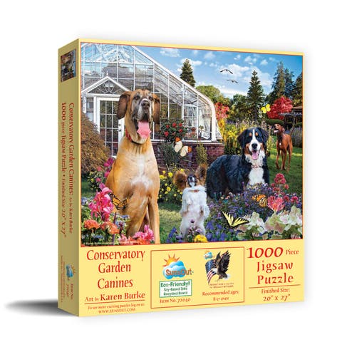 Conservatory Garden Canines 1000 piece Jigsaw Puzzle for Adults