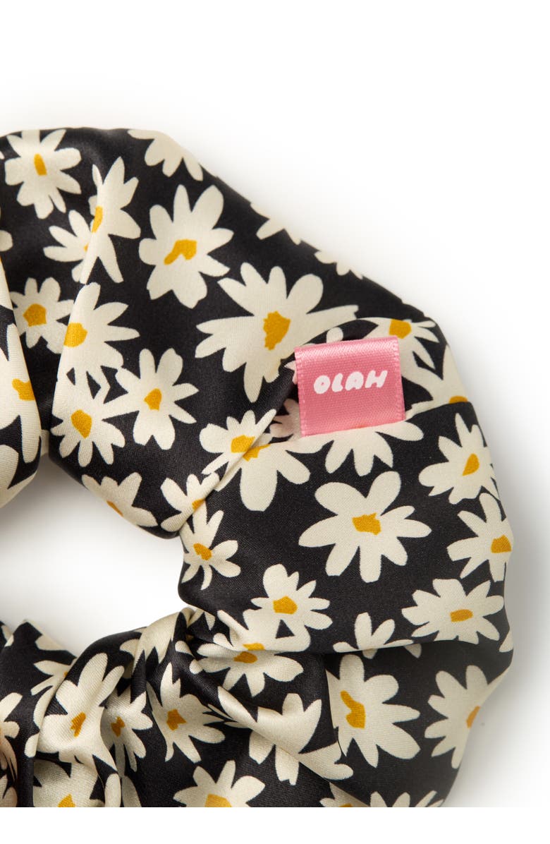 OLAH Daisy Silk Scrunchie, Alternate, color, Black