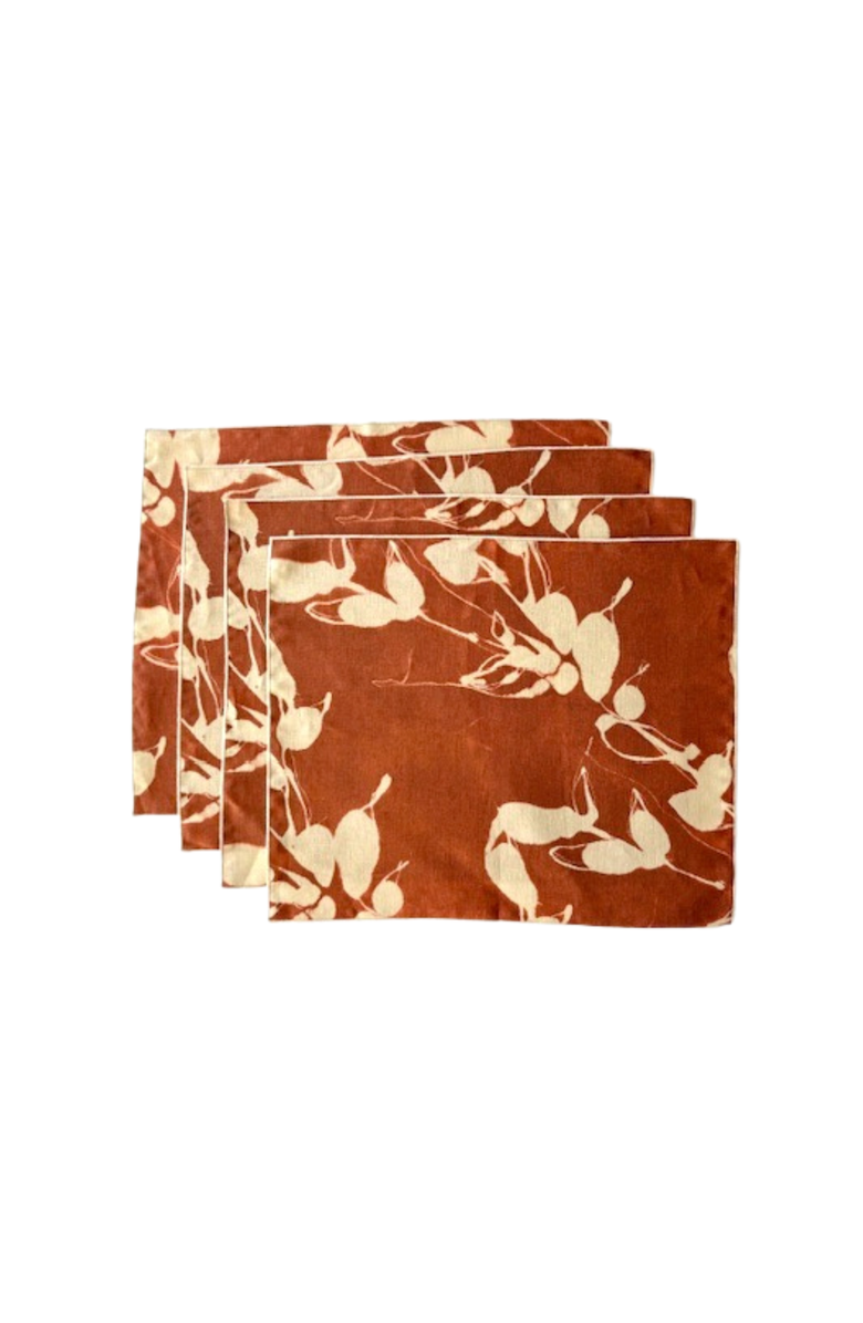 Goldie Home Porto Print in Clay Placemat Set of 4, Main, color, Grey