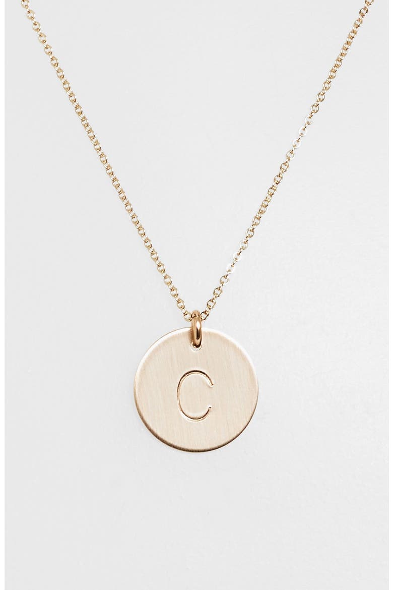 14k-Gold Fill Initial Disc Necklace, Main, color, 14K GOLD FILL C