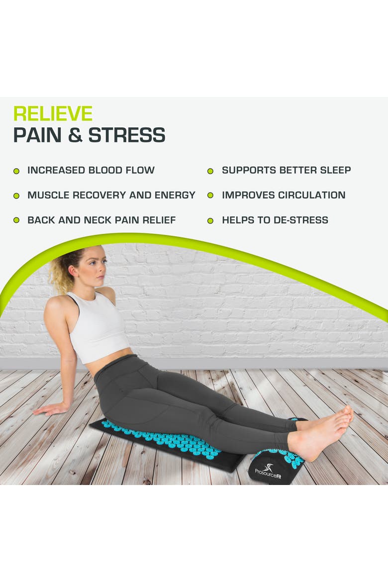 Acupressure Mat and Pillow Set, Alternate, color, Black-Aqua