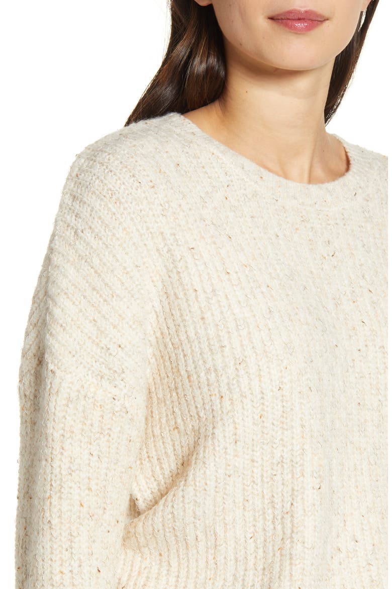 Petra Natural Speckle Yarn Sweater, Alternate, color, OATMEAL