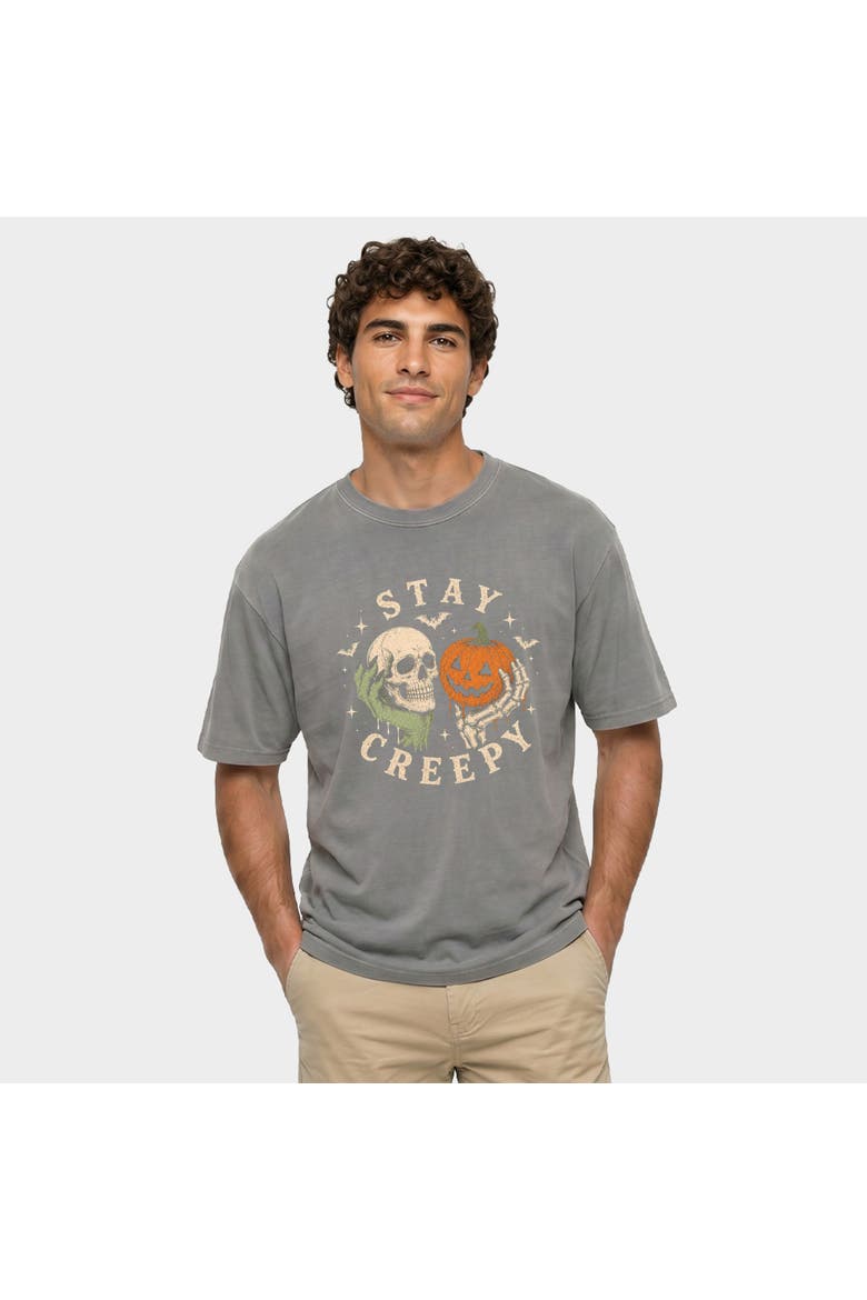 Stay Creepy Garment Dyed T-Shirt, Main, color, Grey