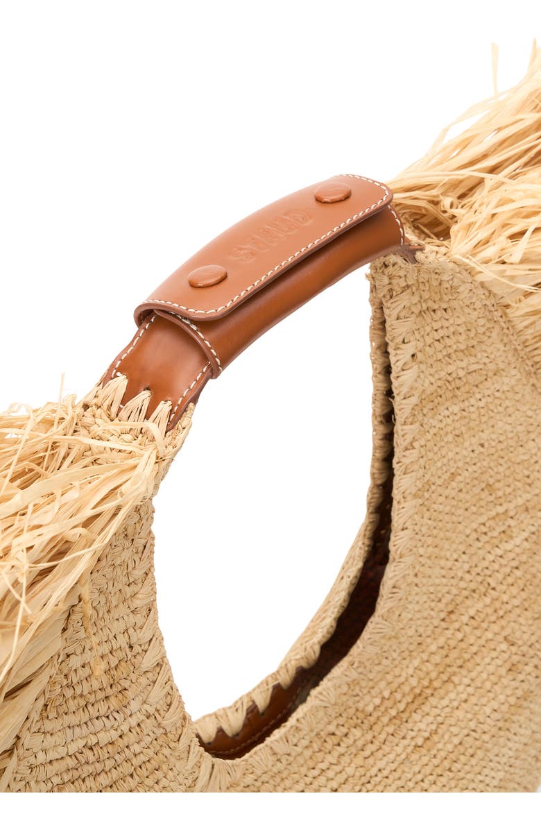 STAUD Large Moon Fringe Raffia Top Handle Tote, Alternate, color,