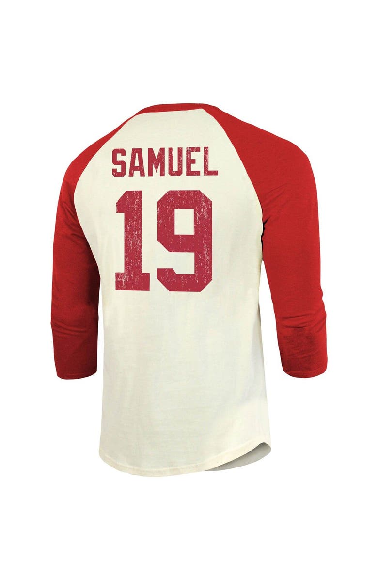 Majestic Threads Men's Majestic Threads Deebo Samuel Cream/Scarlet San Francisco 49ers Vintage Player Name & Number 3/4-Sleeve Fitted T-Shirt, Alternate, color, 