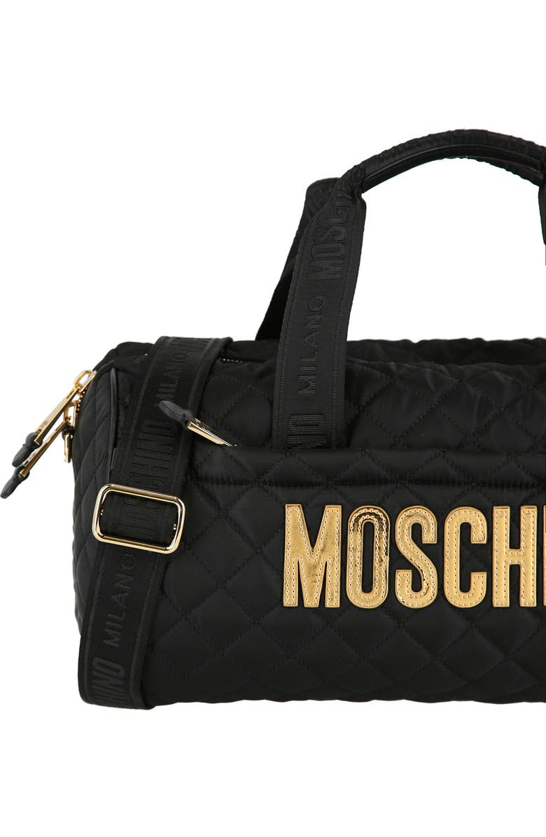 Moschino Travel Quilted Duffle Bag, Alternate, color,