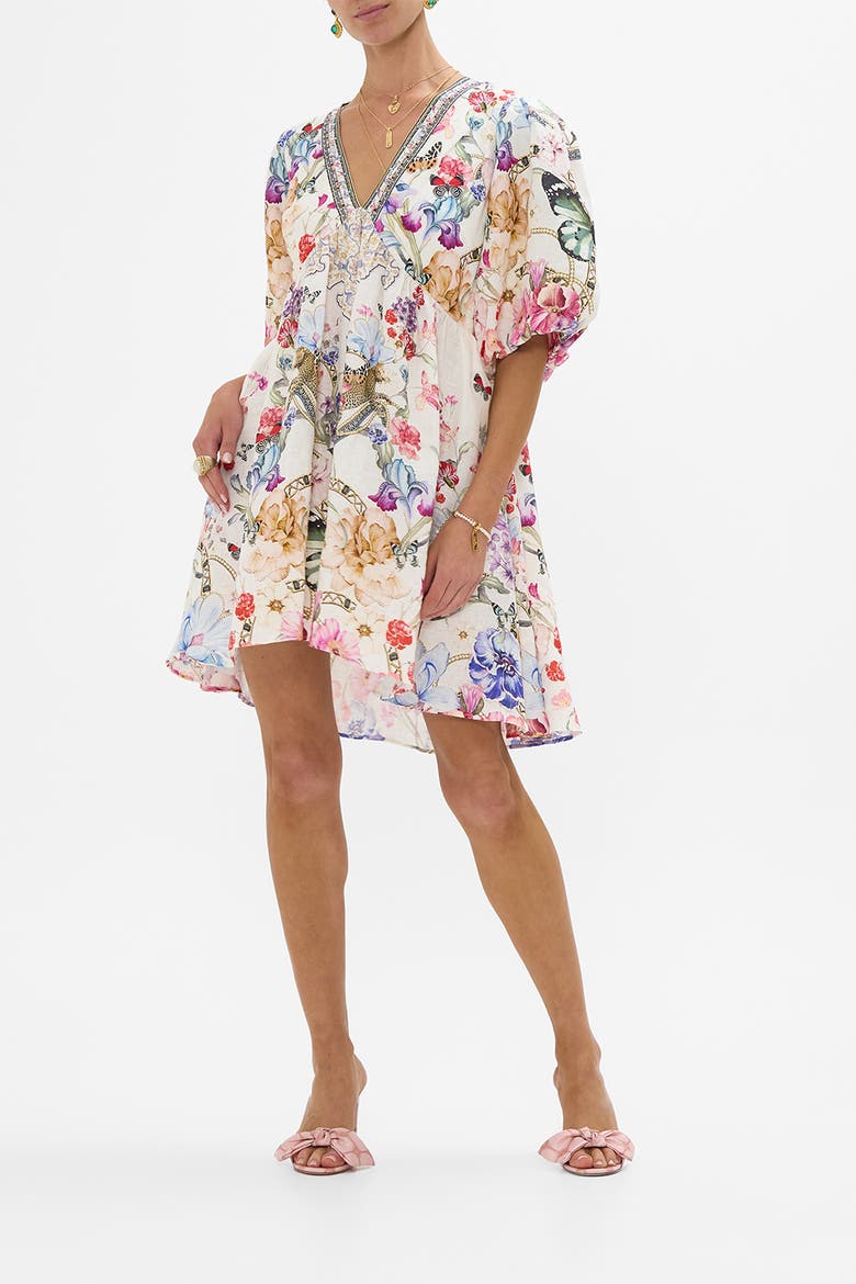 V Neck Puff Sleeve Short Dress Monserrate Magic, Main, color, Monserrate Magic