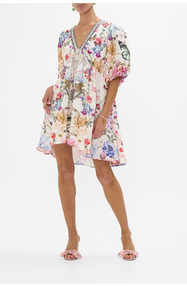 Camilla V Neck Puff Sleeve Short Dress Monserrate Magic, Main, color,