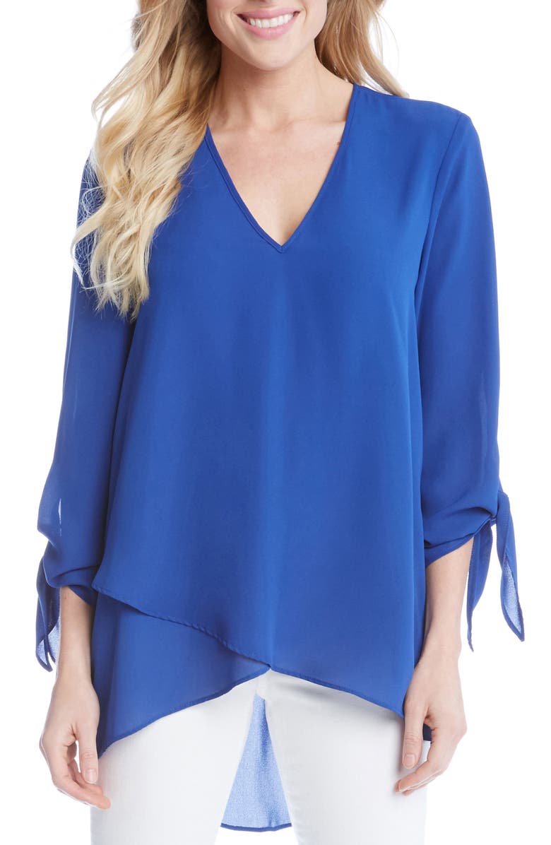 Karen Kane Crossover Front Tie Sleeve Top, Main, color, 