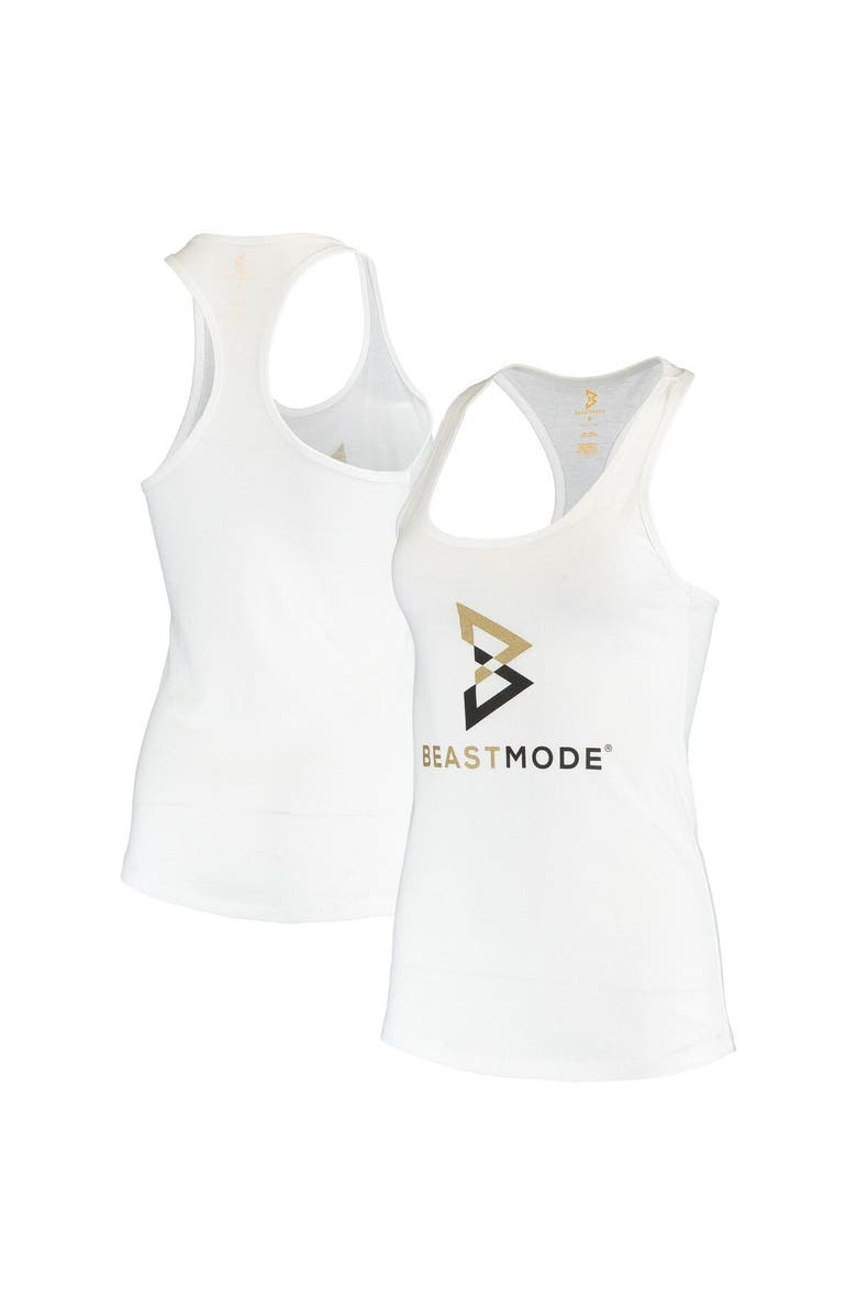 Beast Mode Women's Beast Mode White Double Logo Scoop Neck Tank Top, Main, color, 